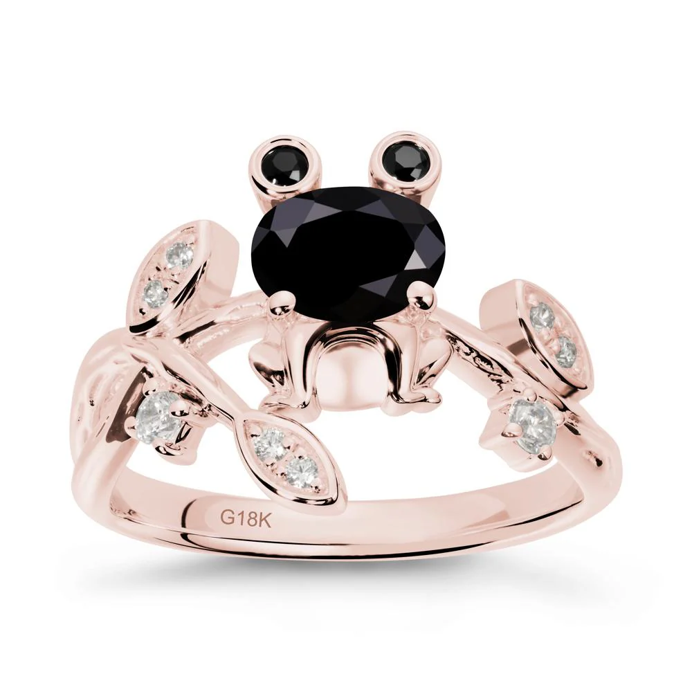 Oval Shaped Black Spinel Frog Ring - Image 5