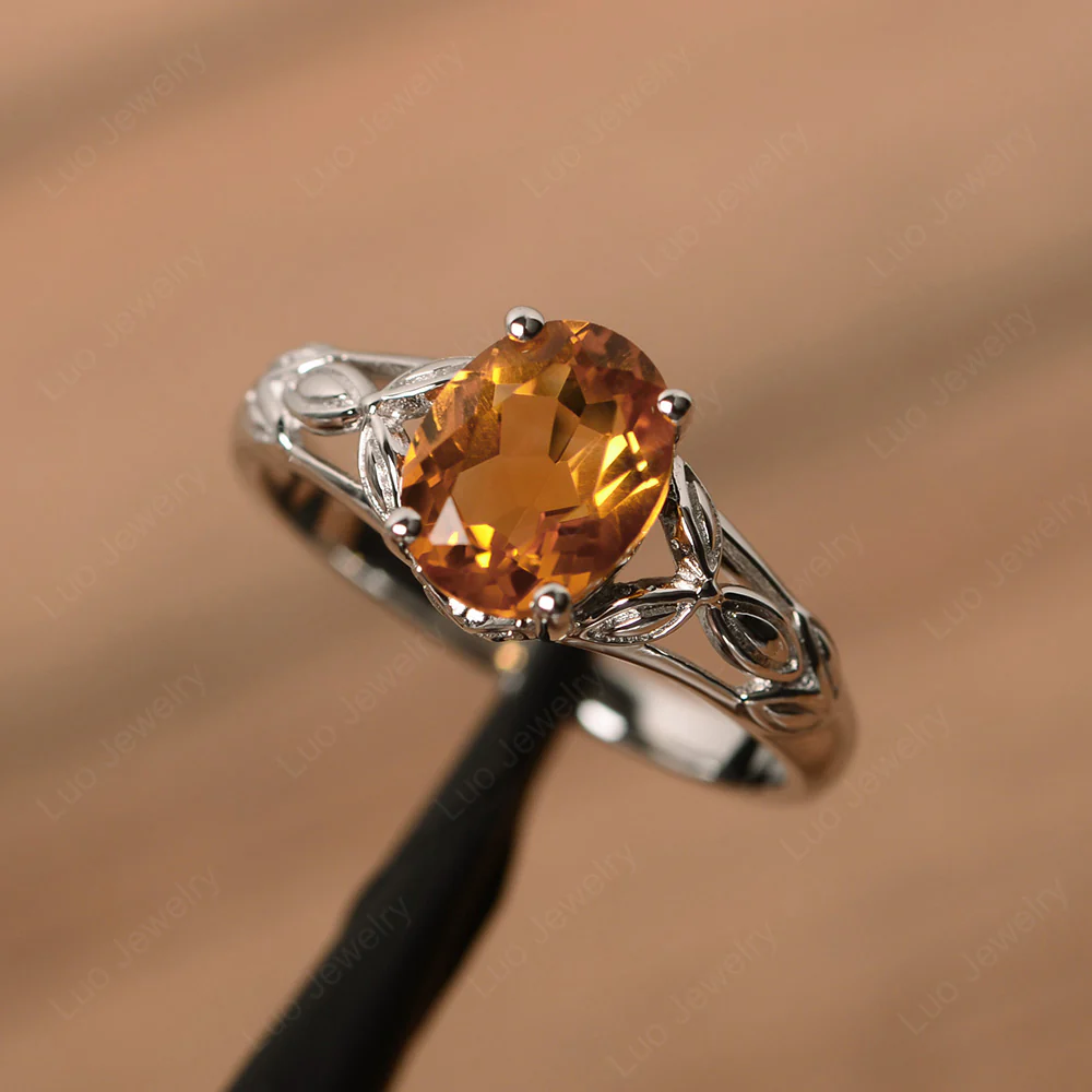 Citrine Leaf Ring
