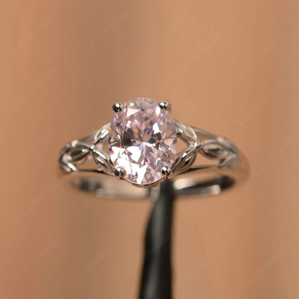 Pink Cubic Zirconia Leaf Ring