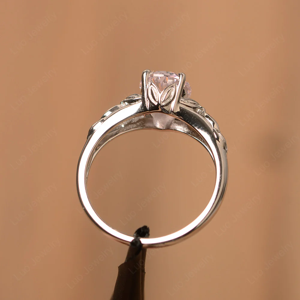 Pink Cubic Zirconia Leaf Ring - Image 4