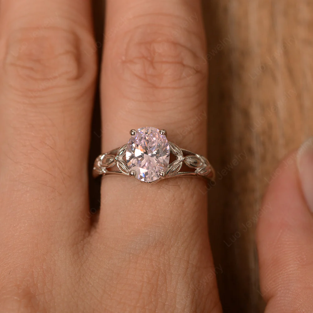 Pink Cubic Zirconia Leaf Ring - Image 5