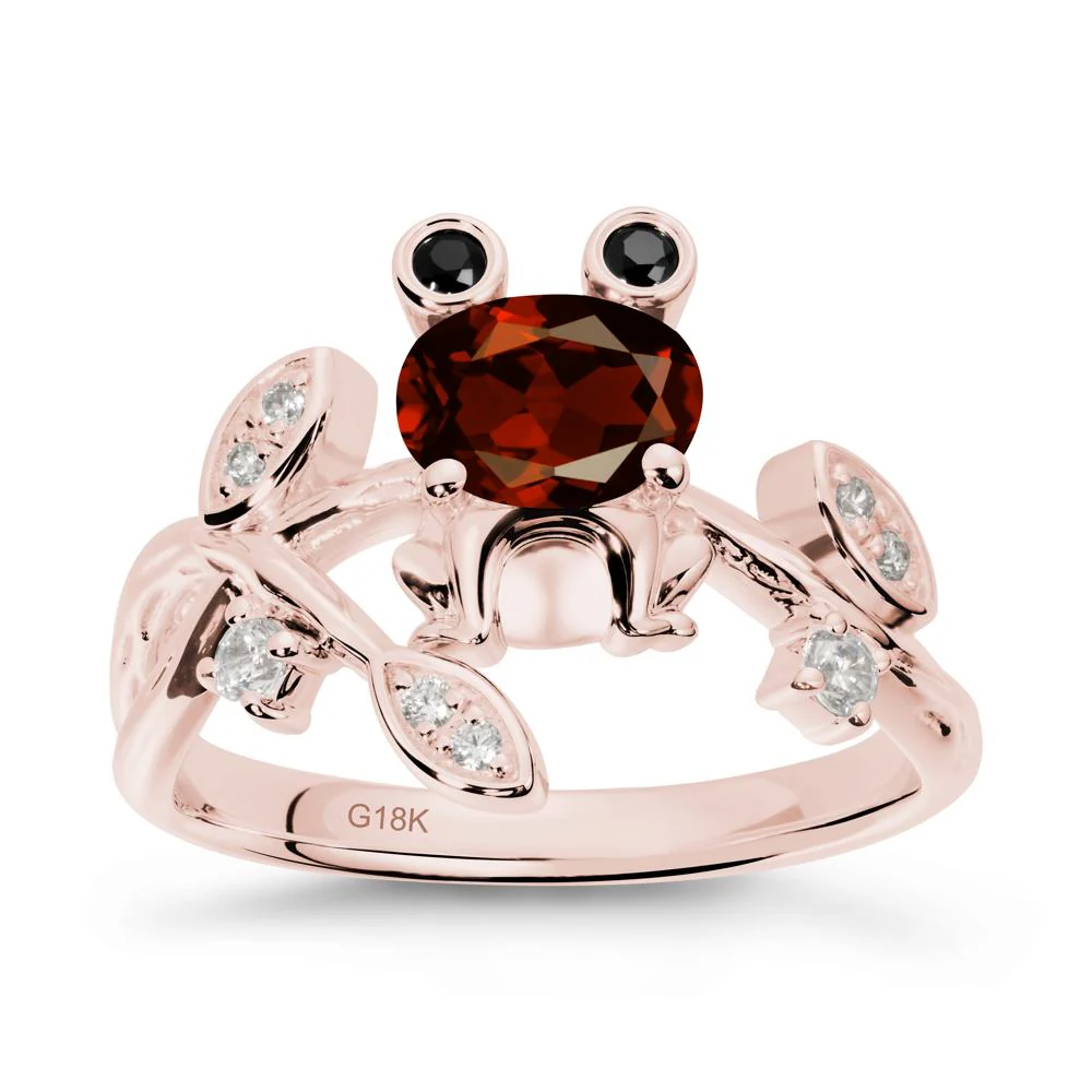 Oval Shaped Garnet Frog Ring - Image 4