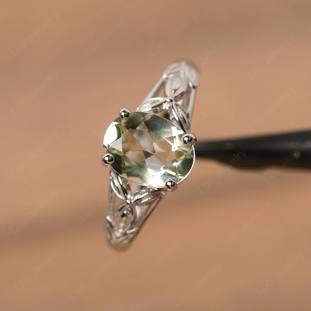 Green Amethyst Leaf Ring - Image 2