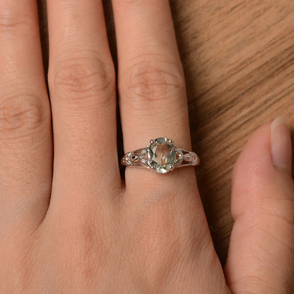 Green Amethyst Leaf Ring - Image 4