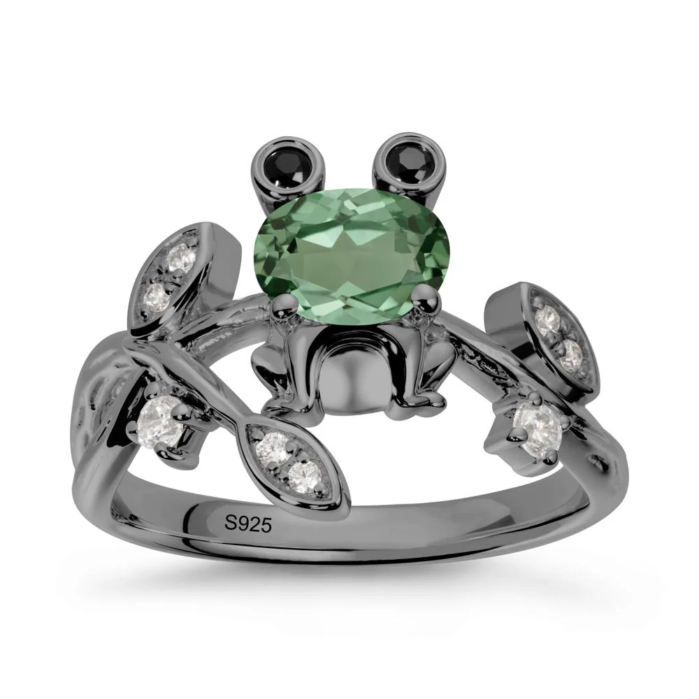 Oval Shaped Green Sapphire Frog Ring