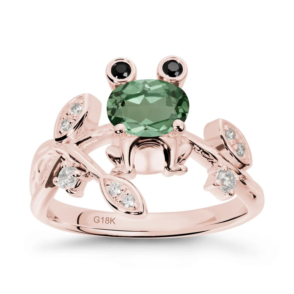 Oval Shaped Green Sapphire Frog Ring - Image 5