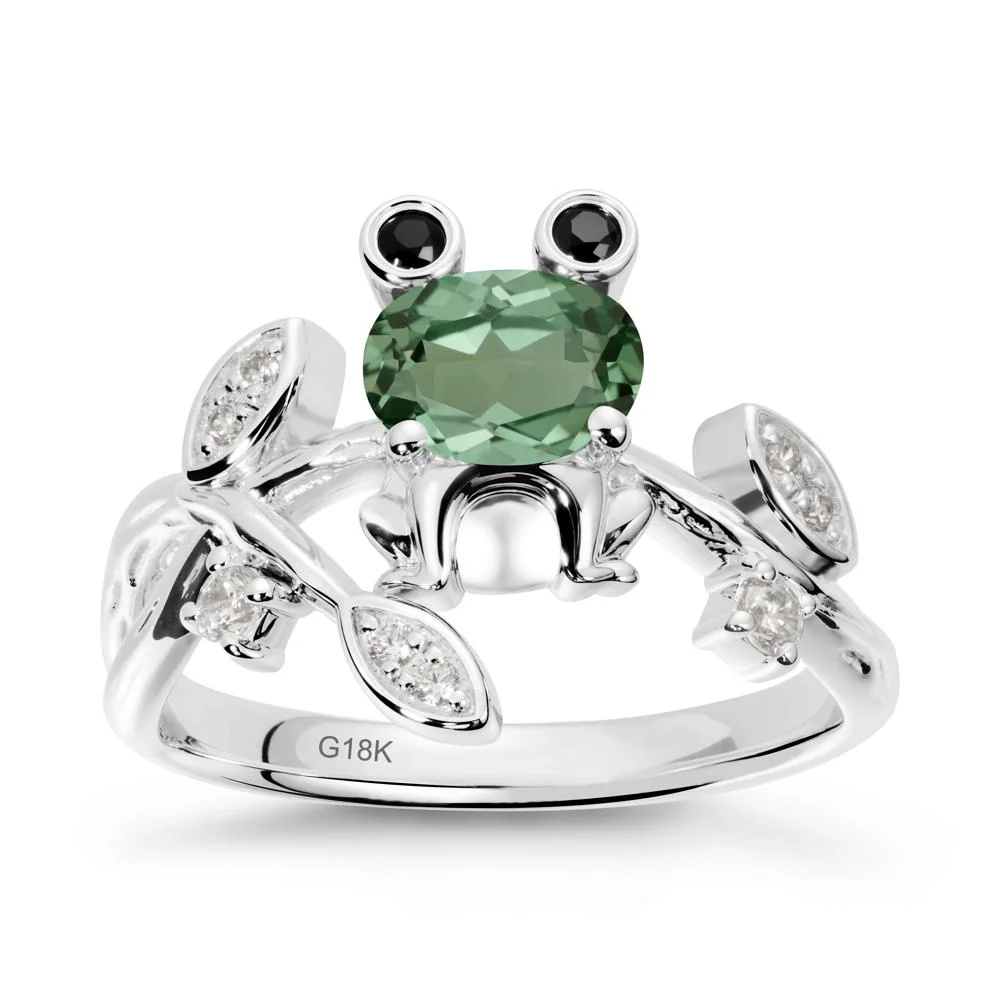 Oval Shaped Green Sapphire Frog Ring - Image 6
