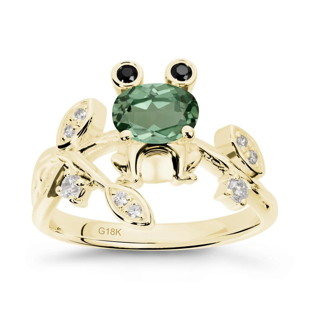 Oval Shaped Green Sapphire Frog Ring - Image 7