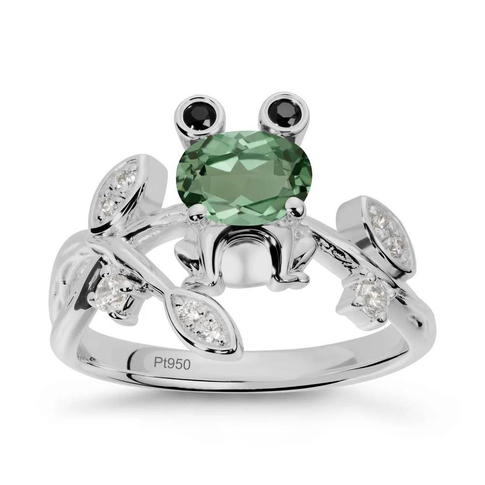 Oval Shaped Green Sapphire Frog Ring - Image 8