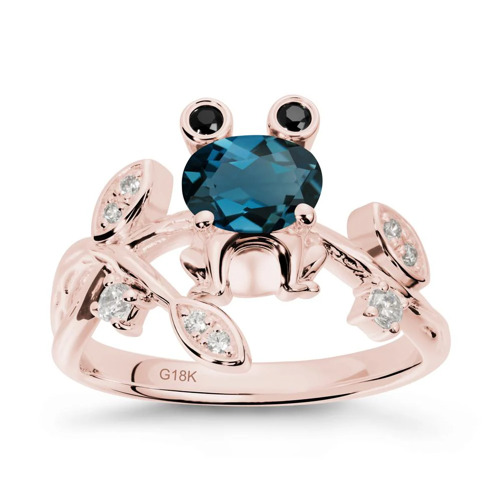 Oval Shaped London Blue Topaz Frog Ring - Image 4