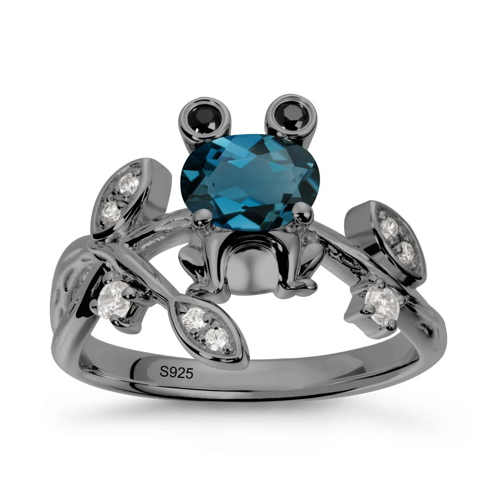 Oval Shaped London Blue Topaz Frog Ring - Image 7