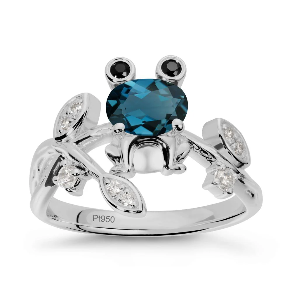 Oval Shaped London Blue Topaz Frog Ring - Image 8