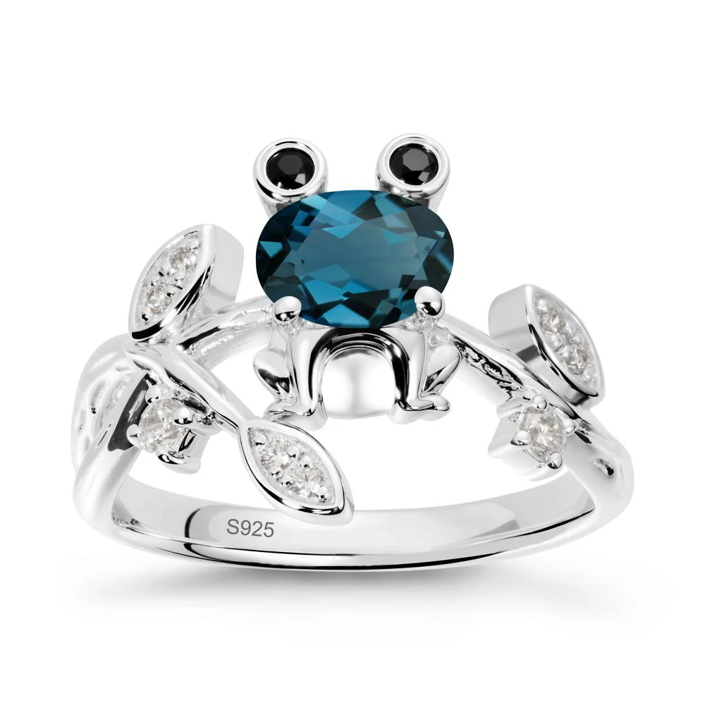 Oval Shaped London Blue Topaz Frog Ring - Image 9