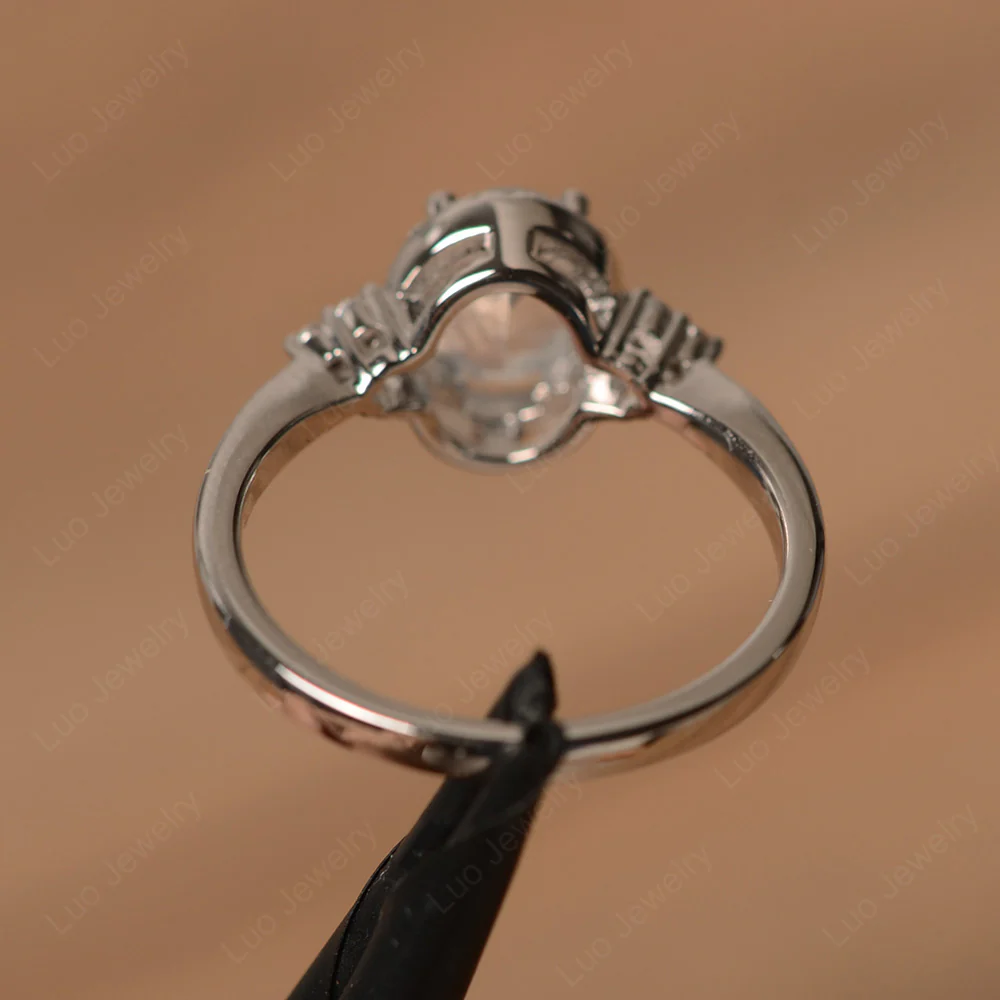 Oval Shaped Moonstone Halo Engagement Ring - Image 3