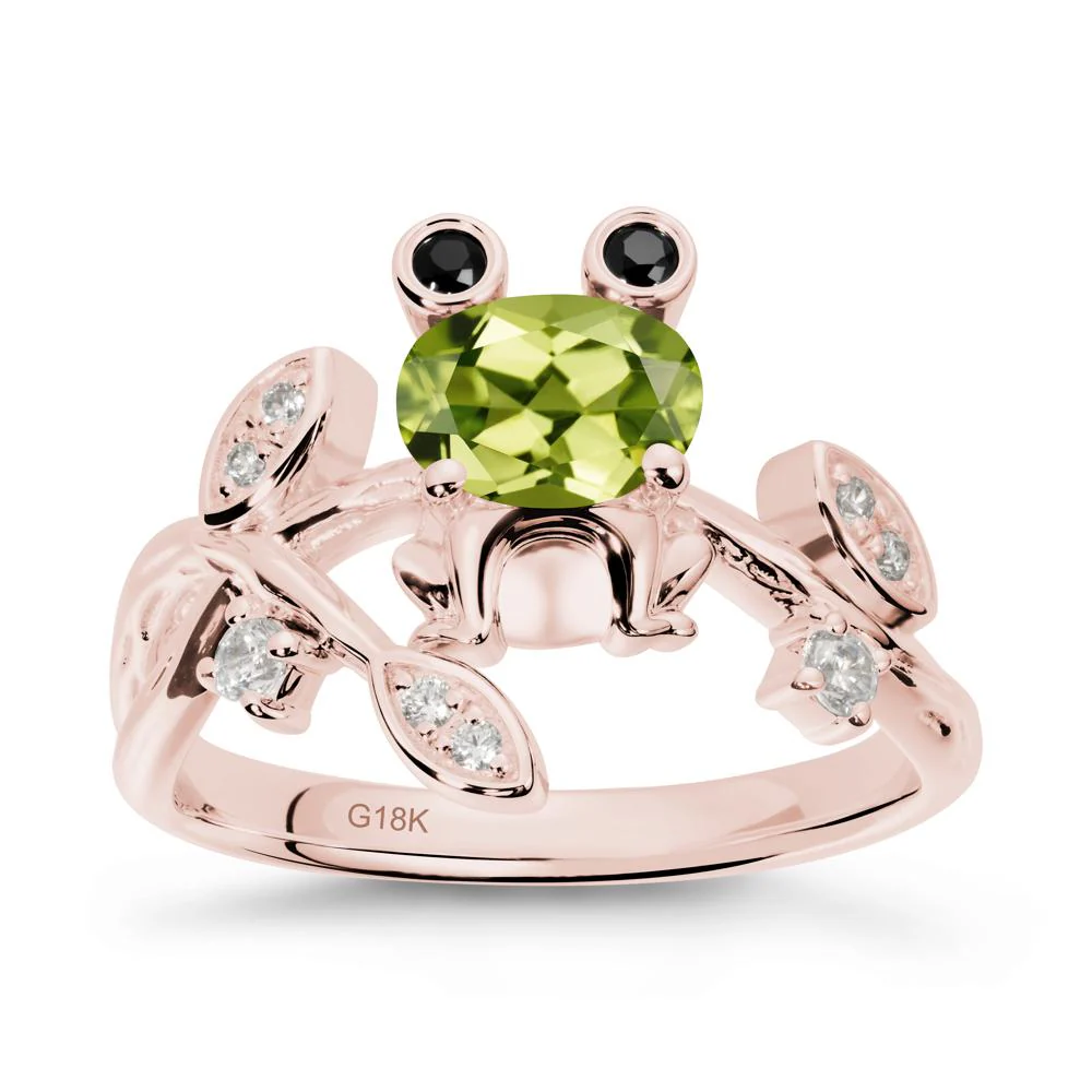 Oval Shaped Peridot Frog Ring - Image 4
