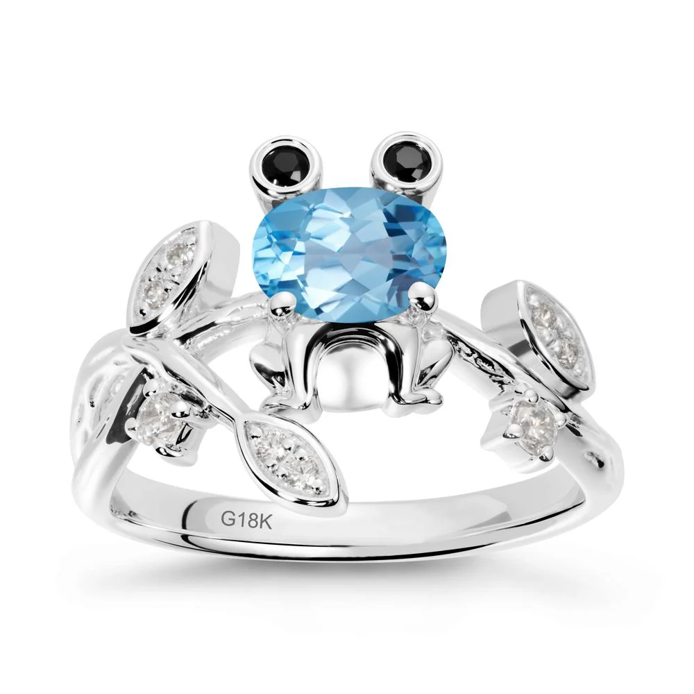 Oval Shaped Swiss Blue Topaz Frog Ring - Image 5