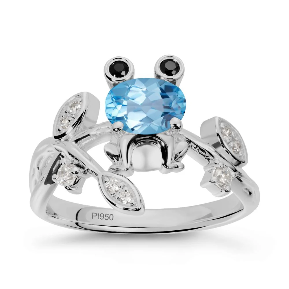Oval Shaped Swiss Blue Topaz Frog Ring - Image 8