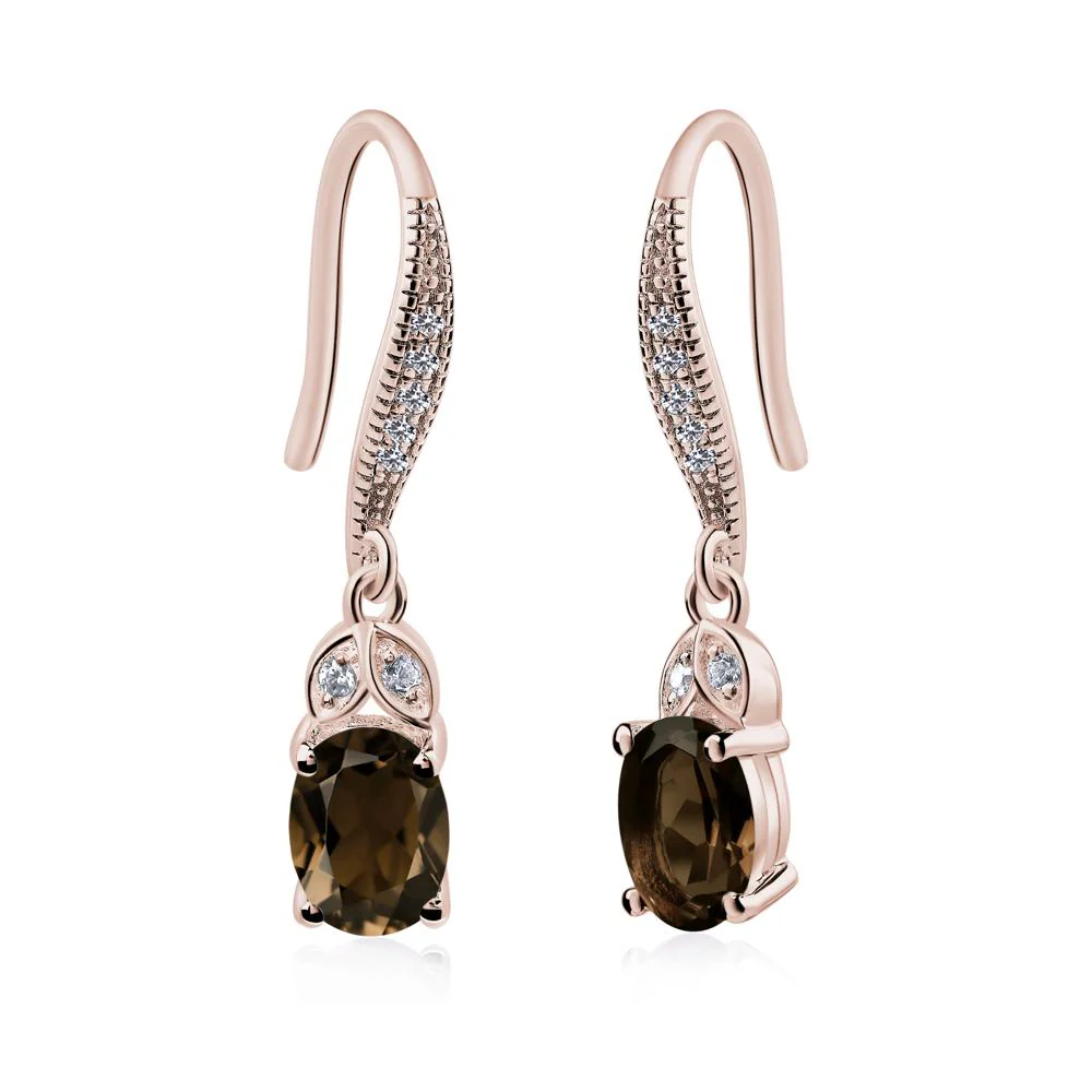 Oval Smoky Quartz Dangling Earrings - Image 3