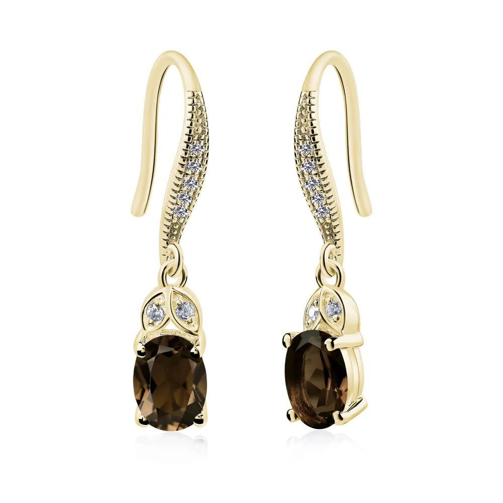 Oval Smoky Quartz Dangling Earrings - Image 4