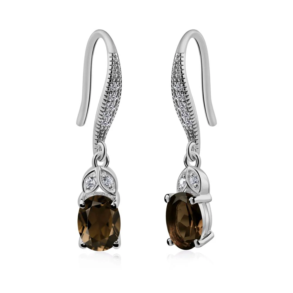Oval Smoky Quartz Dangling Earrings - Image 5