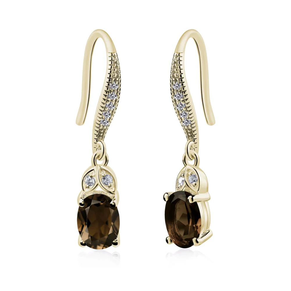 Oval Smoky Quartz Dangling Earrings - Image 6
