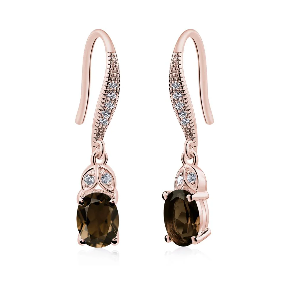 Oval Smoky Quartz Dangling Earrings - Image 7