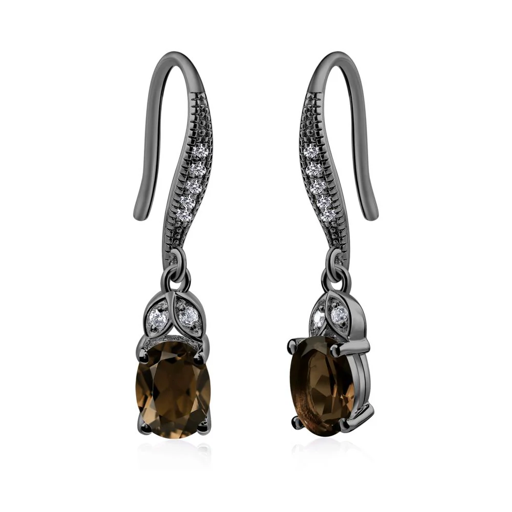 Oval Smoky Quartz Dangling Earrings - Image 9