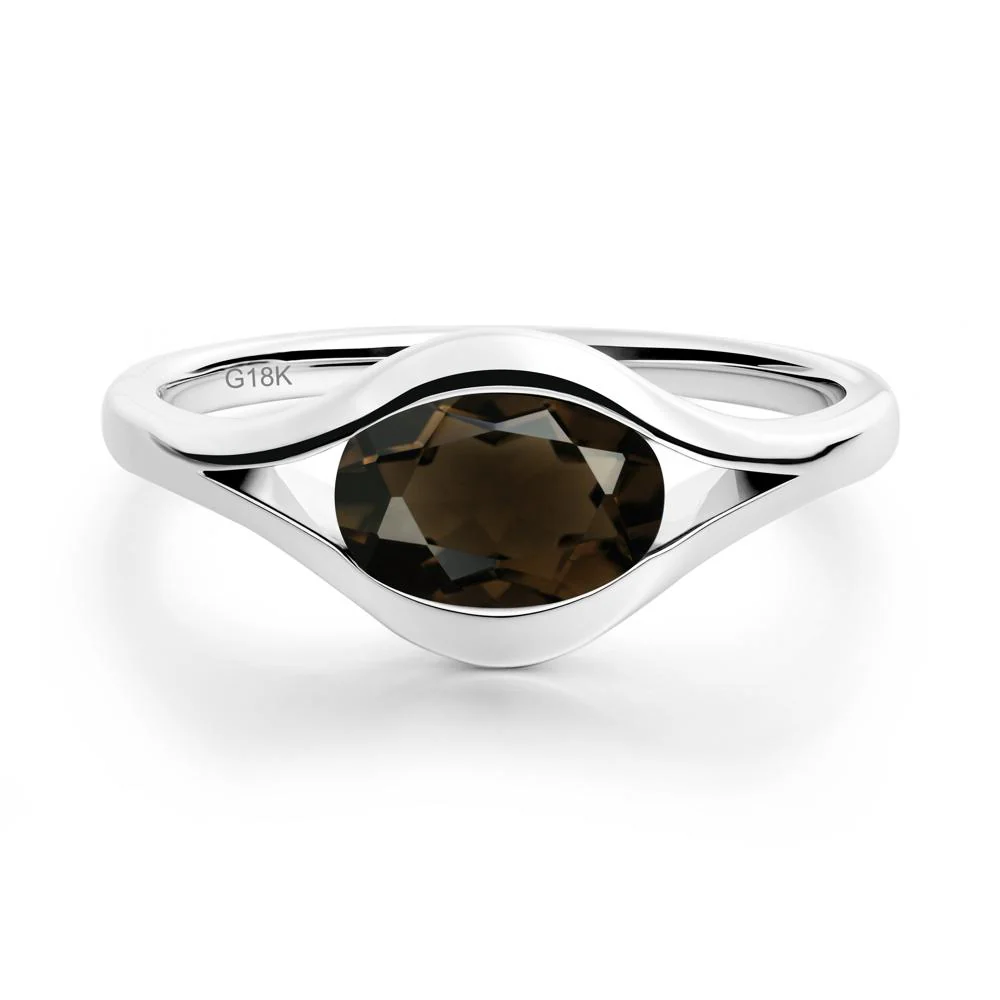 Oval Smoky Quartz Evil Eye Ring - Image 3