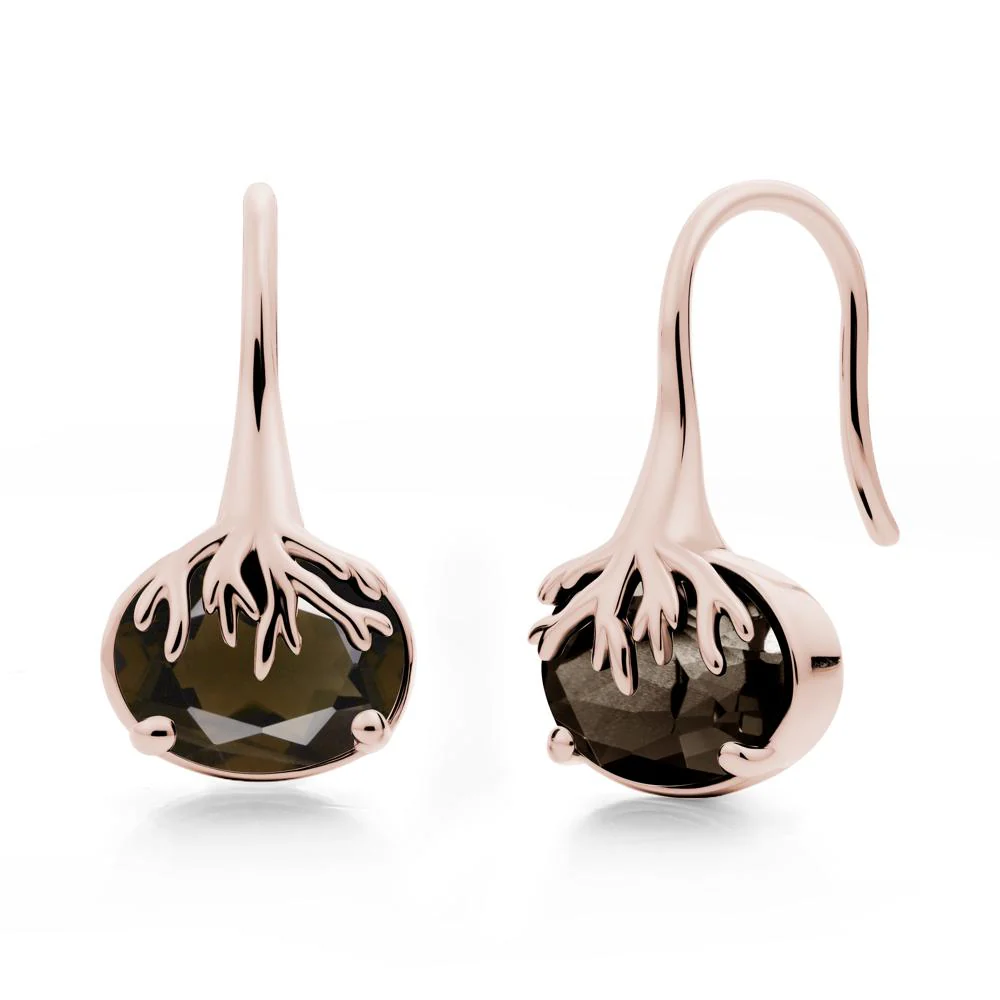 Oval Smoky Quartz French Hook Earrings - Image 3