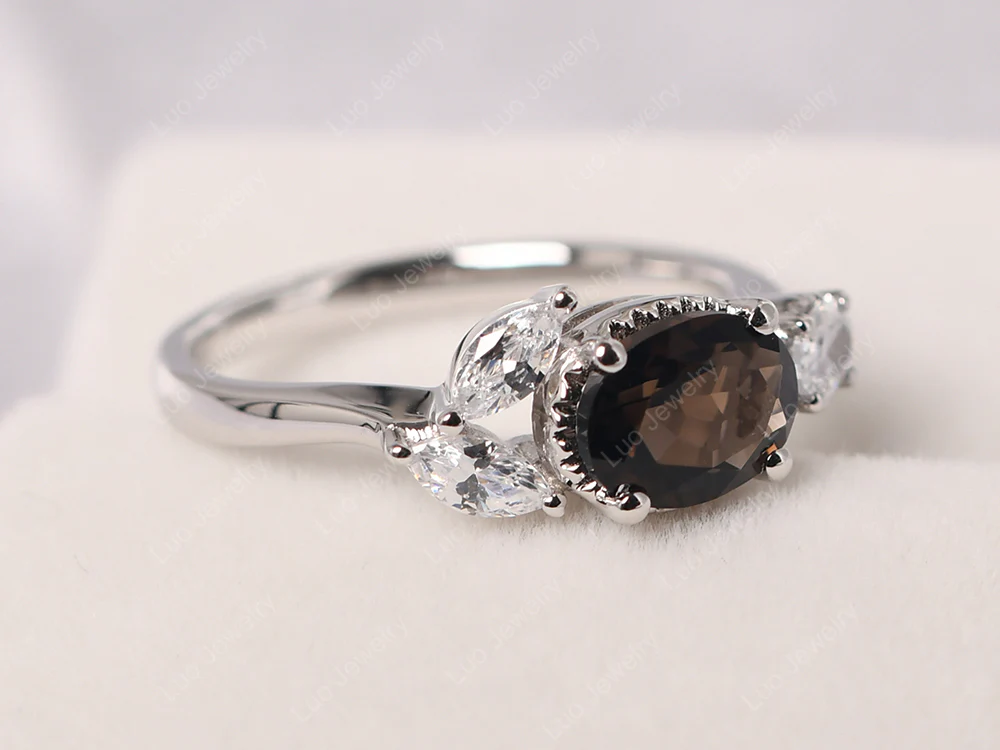 Oval Smoky Quartz Cluster Ring - Image 2