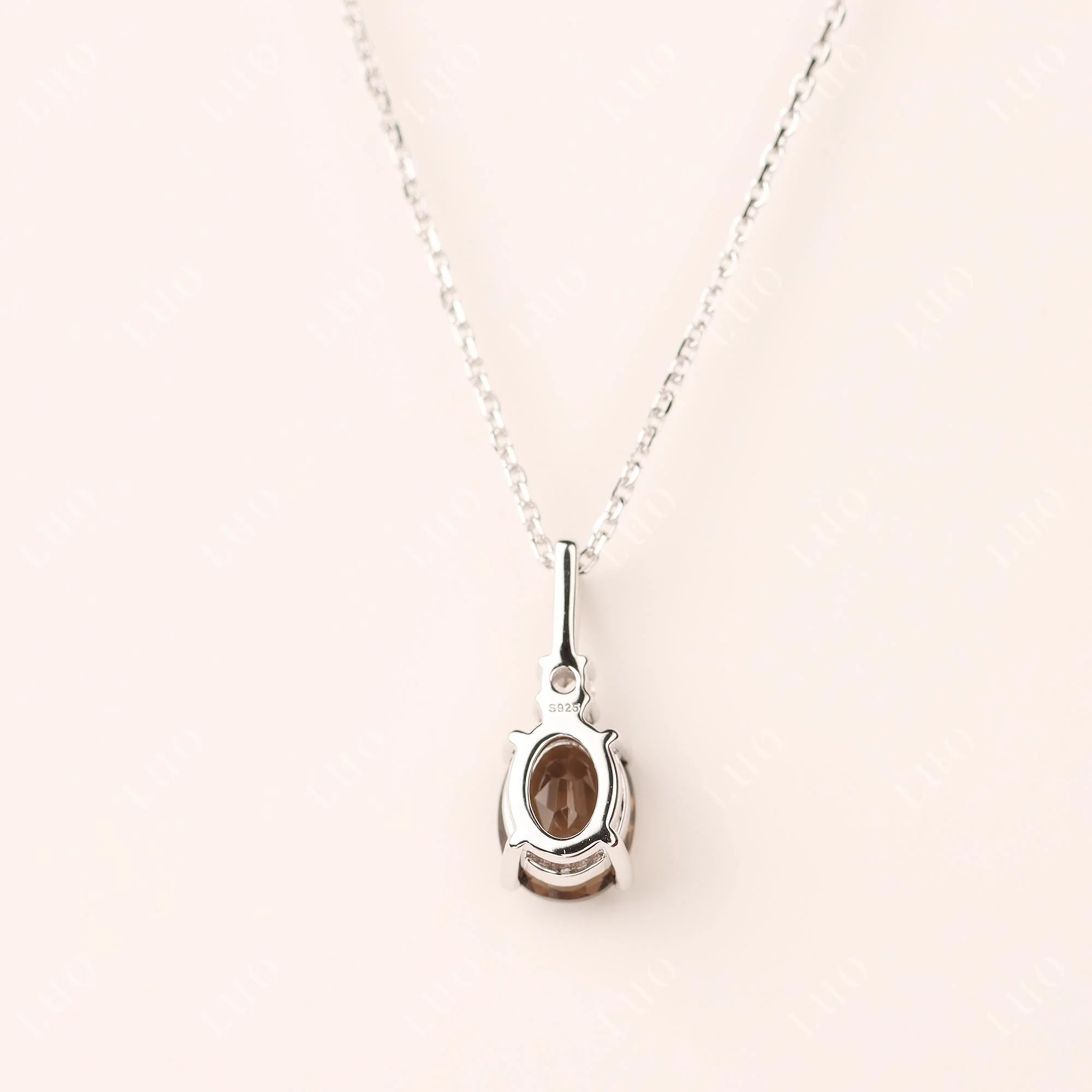 Simple Oval Smoky Quartz Necklace - Image 11