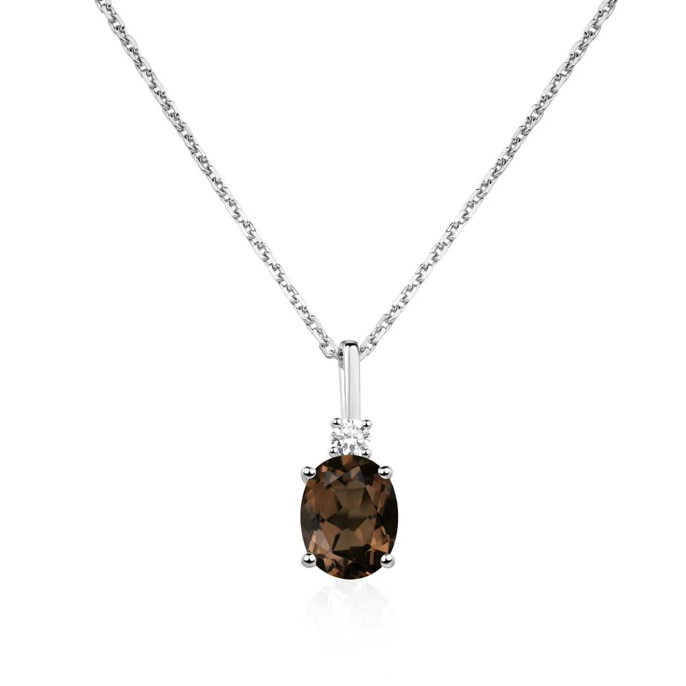 Simple Oval Smoky Quartz Necklace - Image 7