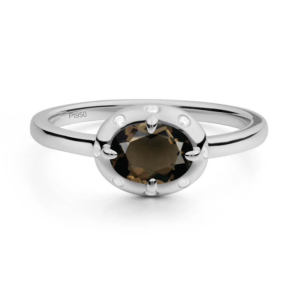 Oval Smoky Quartz Ring with Faux-Bezel Setting