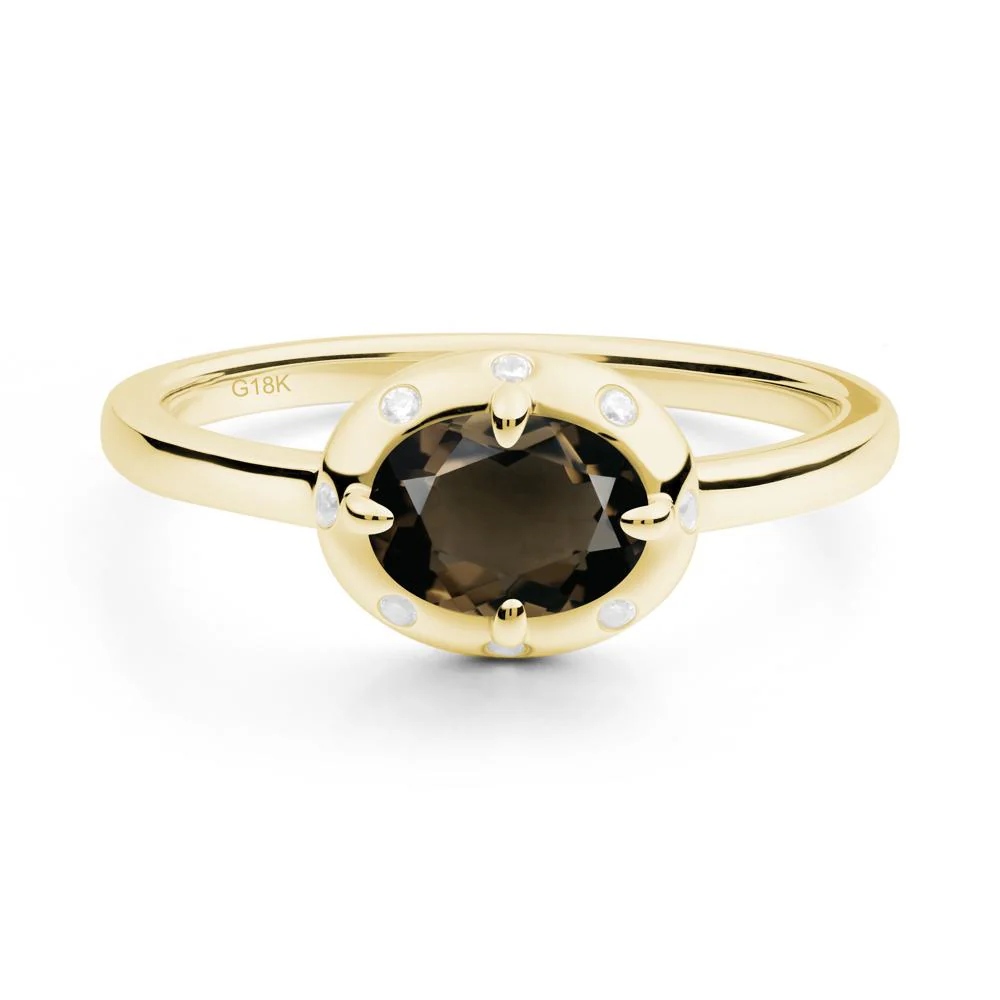 Oval Smoky Quartz Ring with Faux-Bezel Setting - Image 2