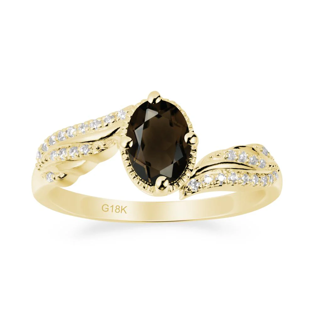Oval Smoky Quartz Ring with Milgrain Halo - Image 6