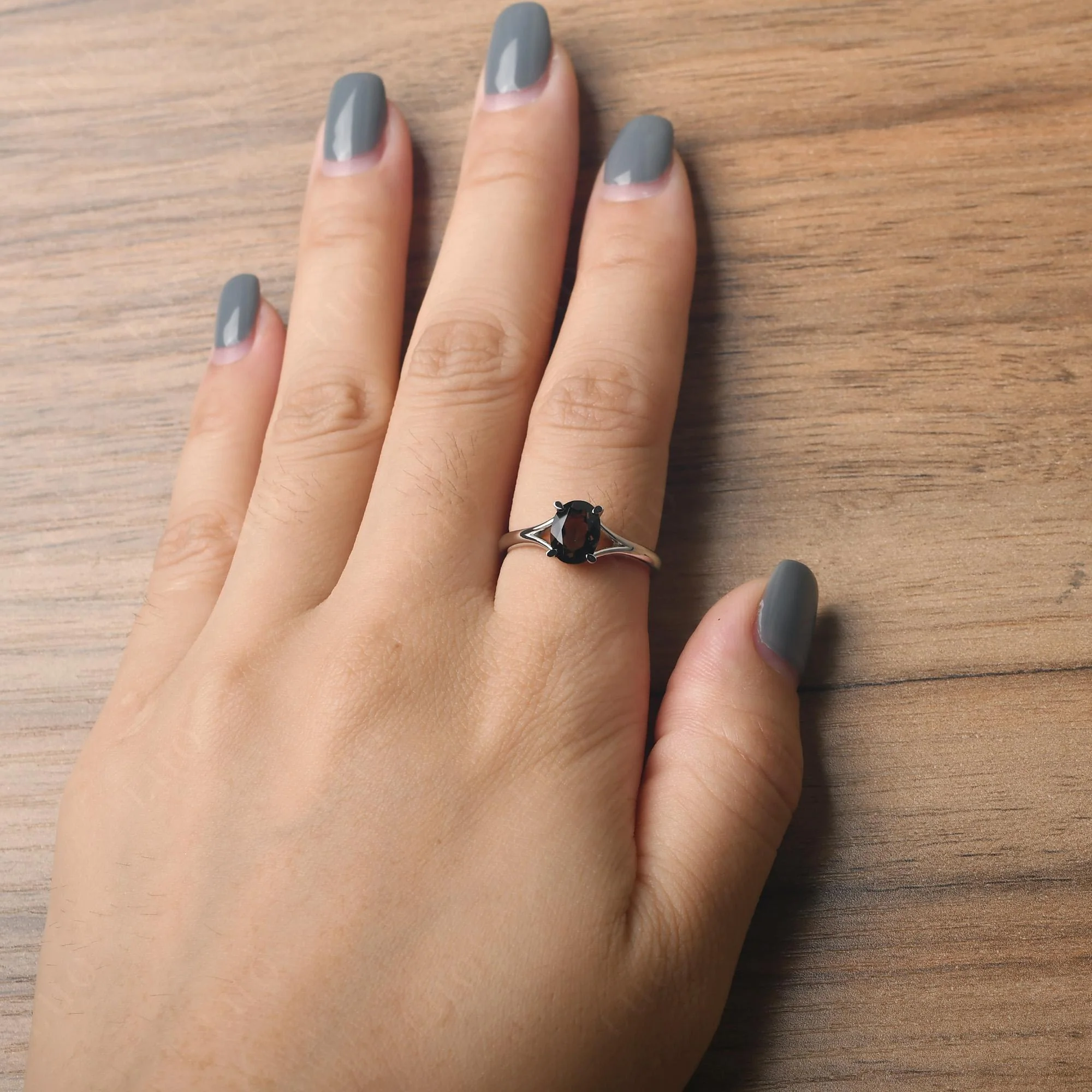 Smoky Quartz Solitaire Promise Ring - Image 33