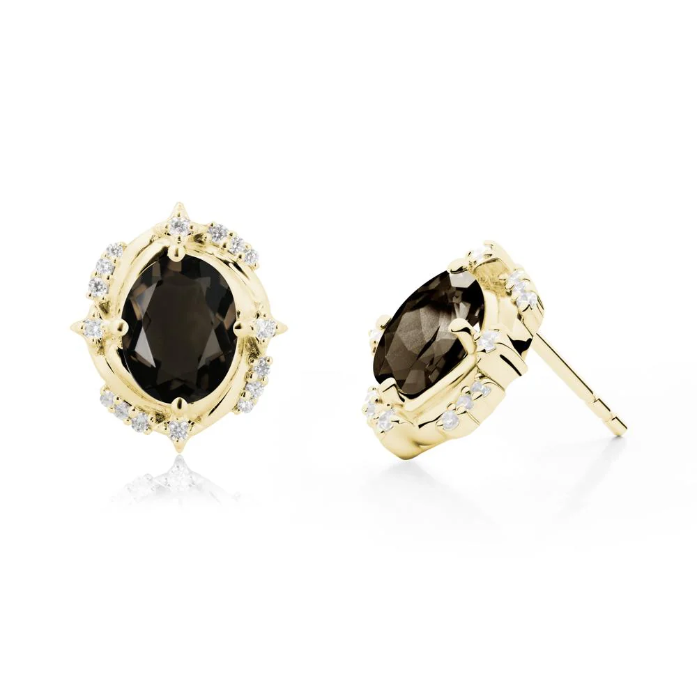 Oval Smoky Quartz Stud Earrings - Image 5