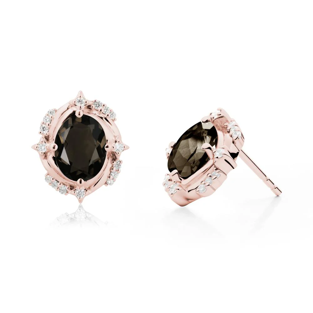 Oval Smoky Quartz Stud Earrings - Image 9