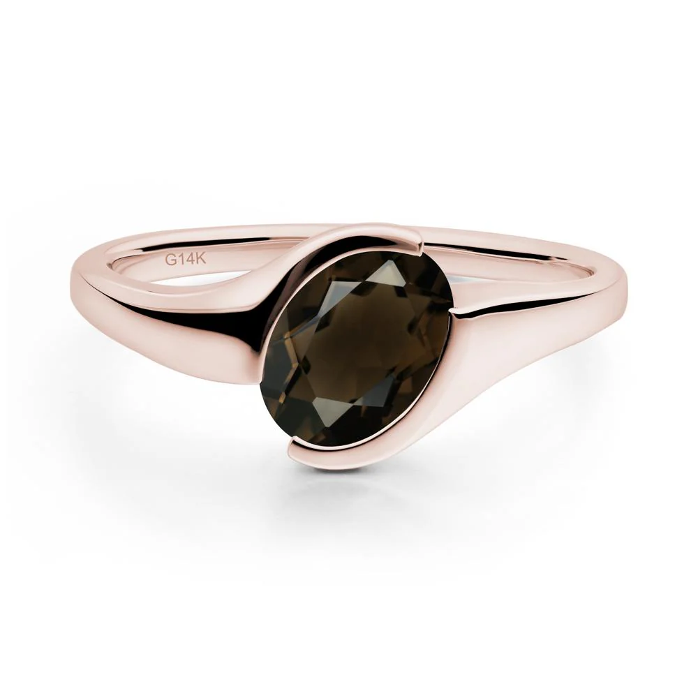 Oval Smoky Quartz Tension Ring - Image 3