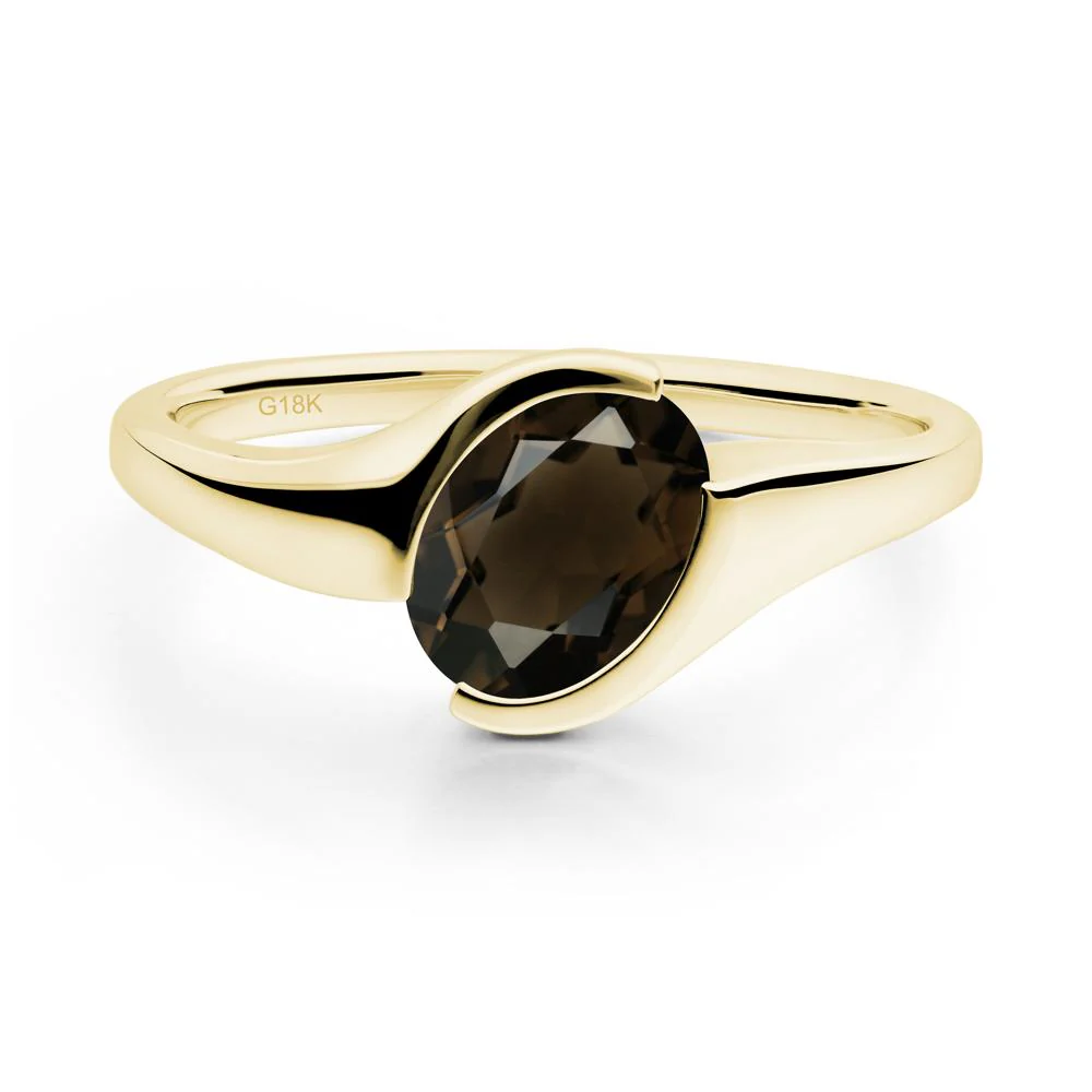 Oval Smoky Quartz Tension Ring - Image 5
