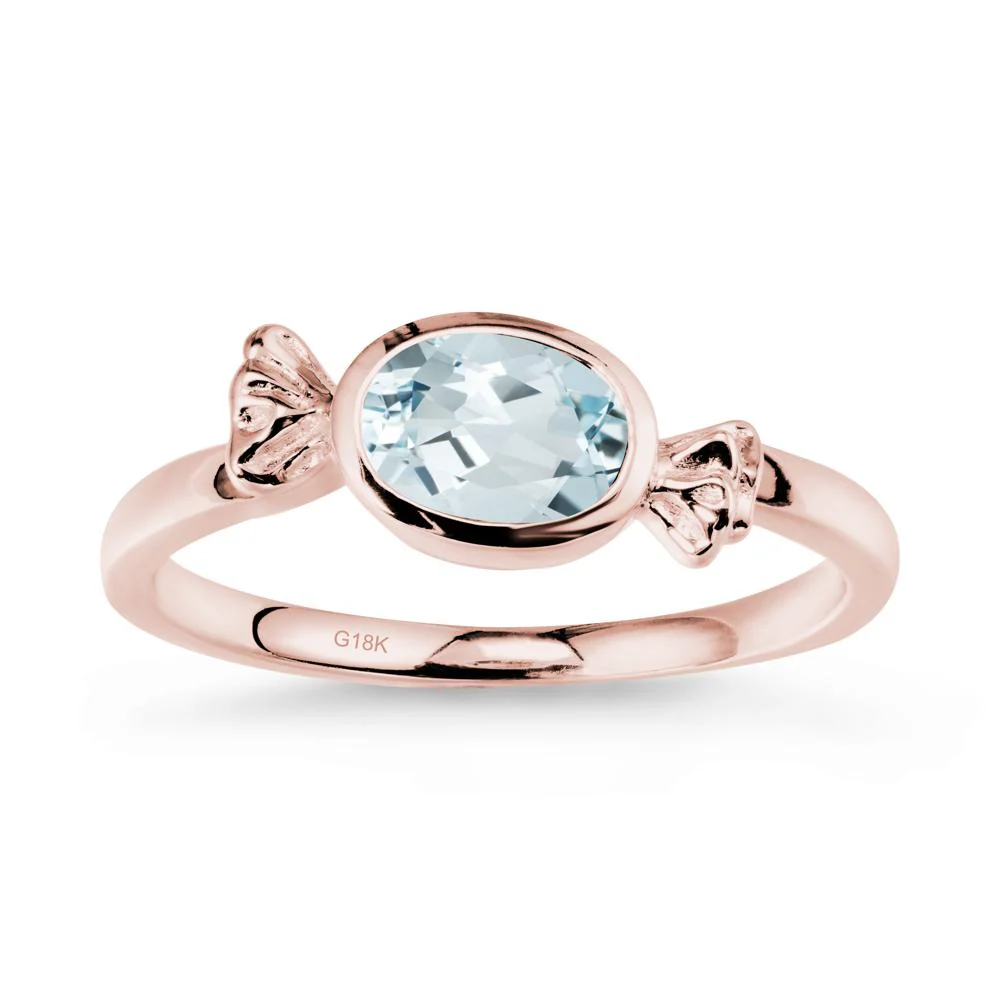 Oval Solitaire Aquamarine Halloween Ring - Image 4