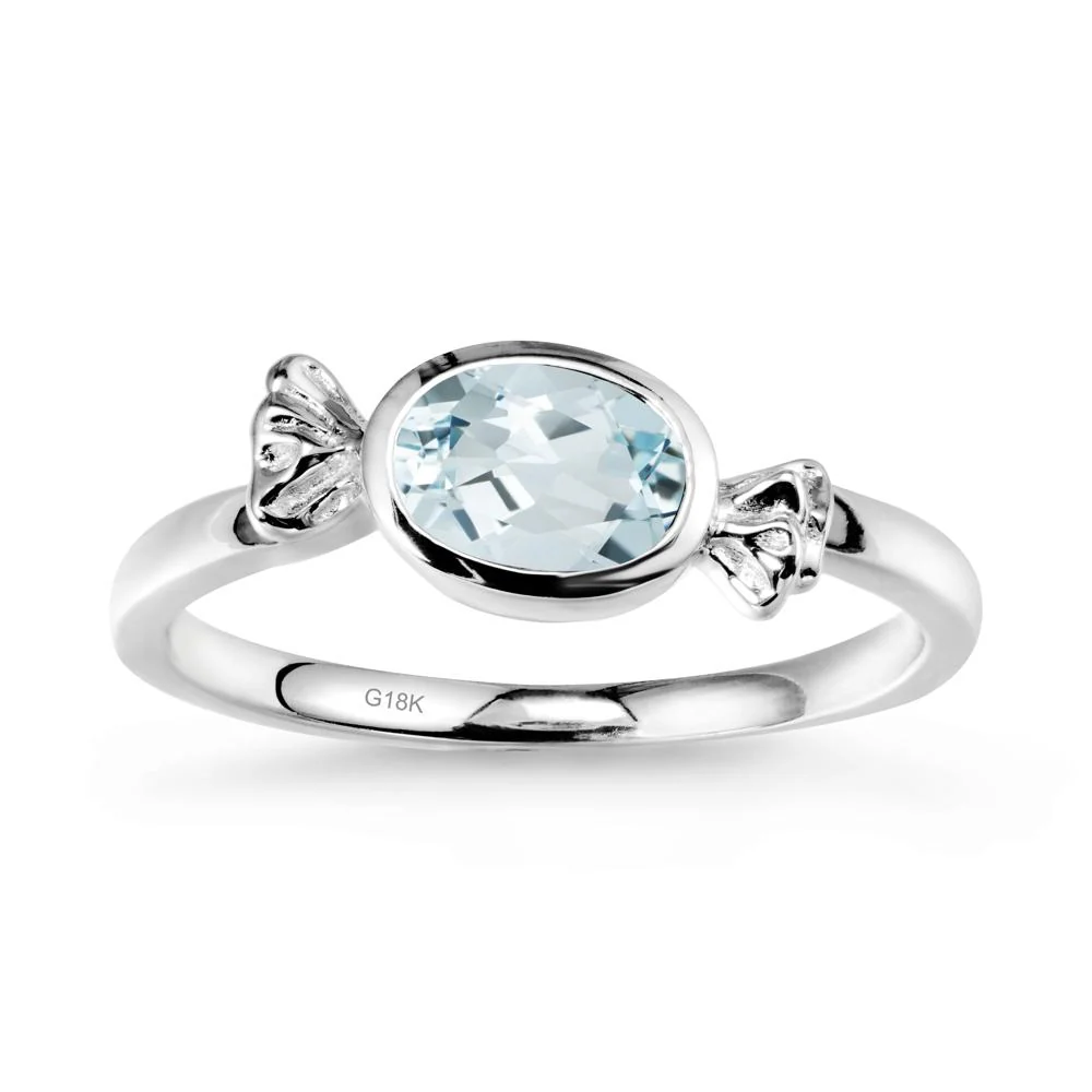 Oval Solitaire Aquamarine Halloween Ring - Image 5