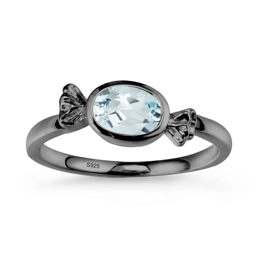 Oval Solitaire Aquamarine Halloween Ring - Image 7