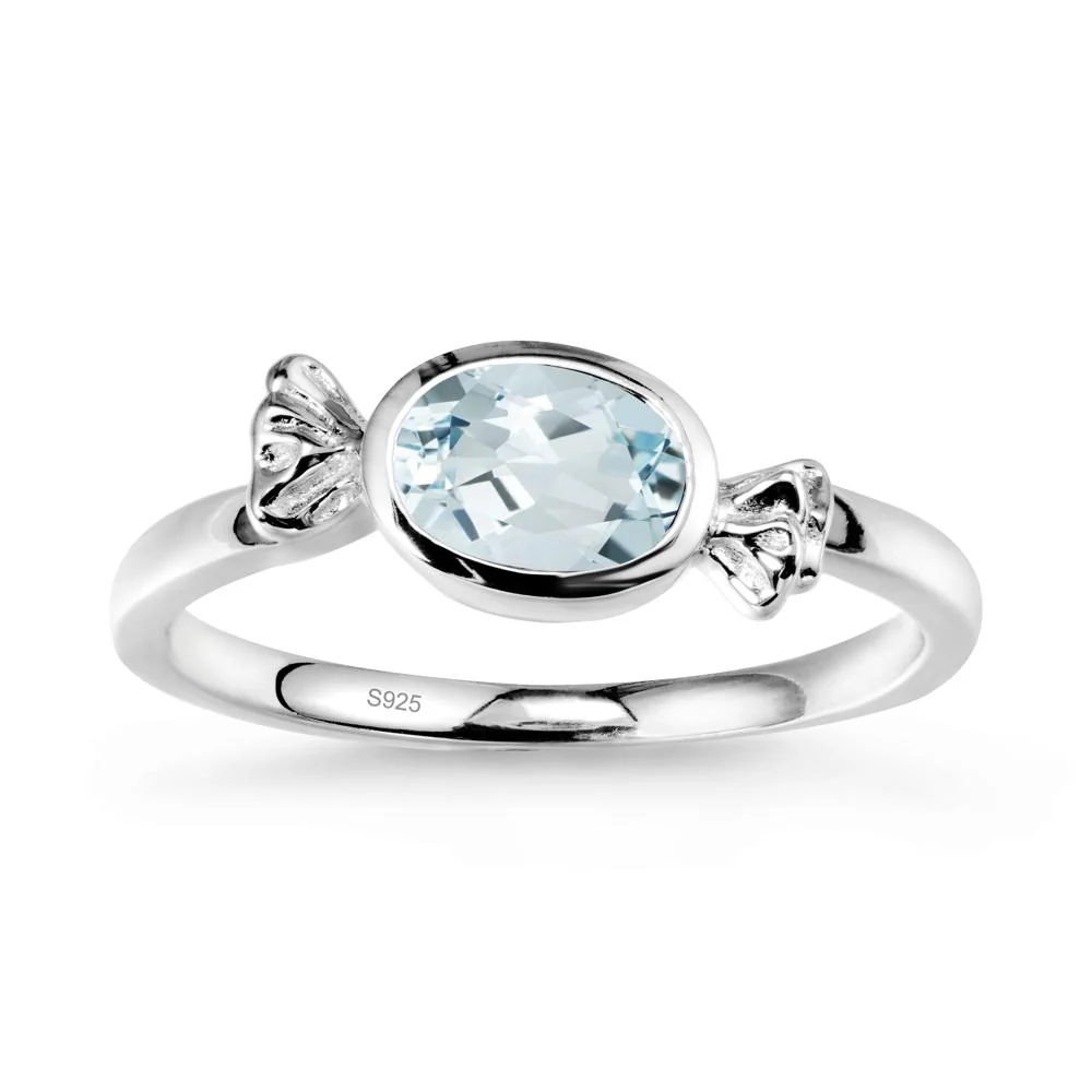 Oval Solitaire Aquamarine Halloween Ring - Image 9