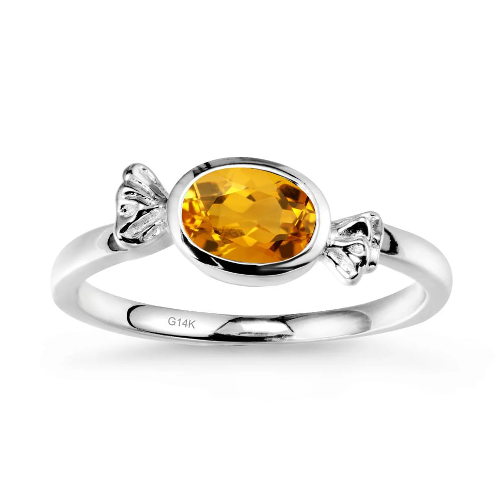 Oval Solitaire Citrine Halloween Ring - Image 2