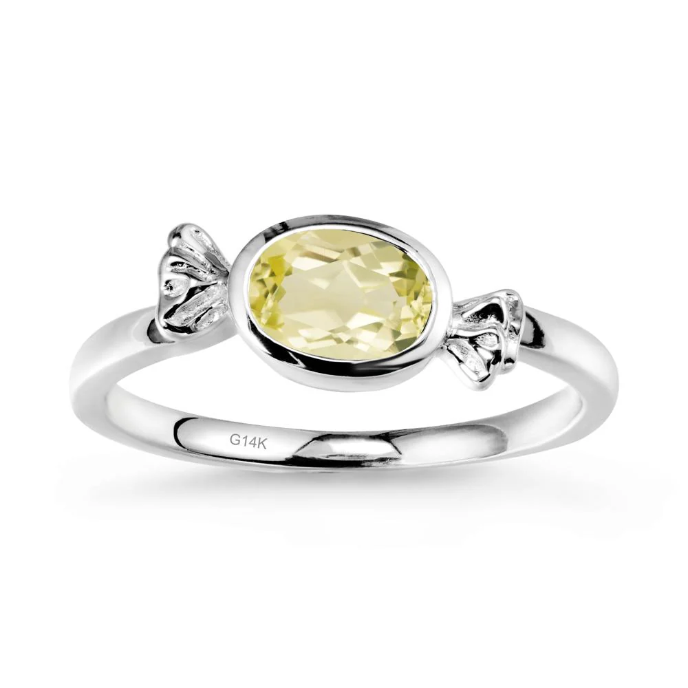 Oval Solitaire Lemon Quartz Halloween Ring - Image 3