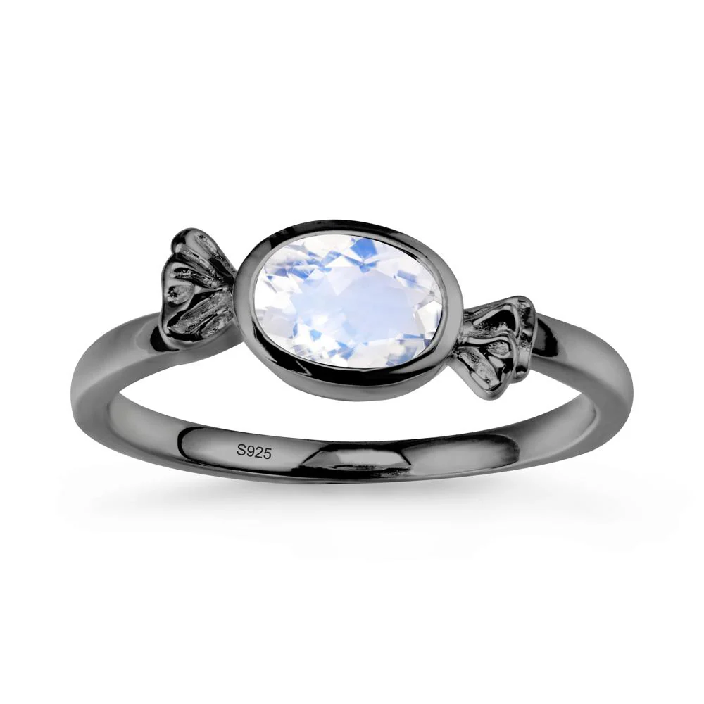 Oval Solitaire Moonstone Halloween Ring