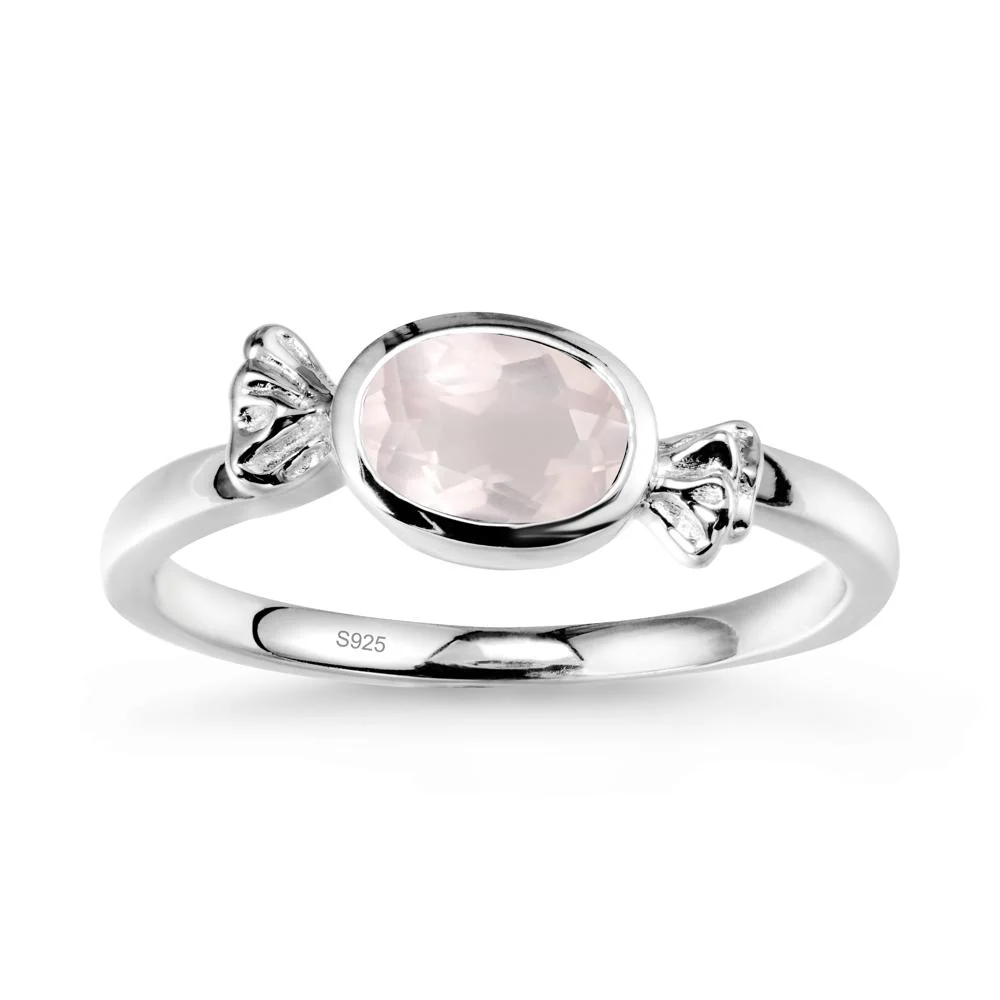 Oval Solitaire Rose Quartz Halloween Ring - Image 9