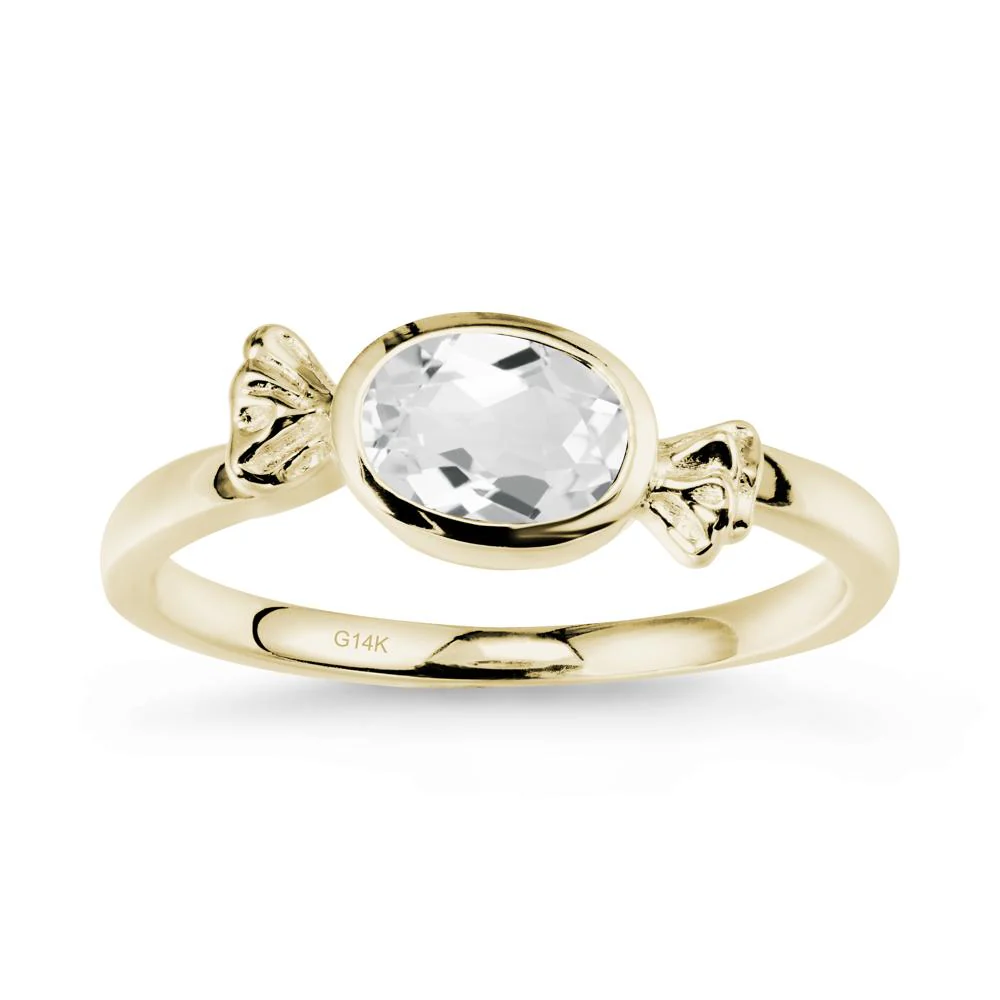 Oval Solitaire White Topaz Halloween Ring - Image 3