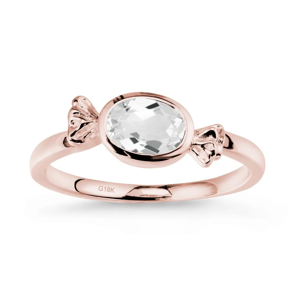 Oval Solitaire White Topaz Halloween Ring - Image 4